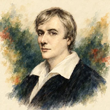 Retrato ilustrado del joven George Borrow, con cabello claro, cuello blanco y capa oscura.